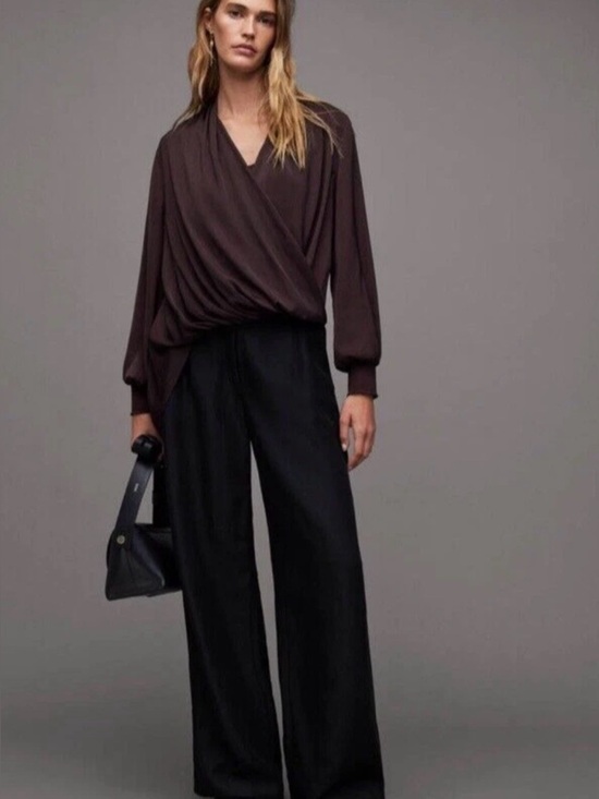 Tops - AllSaints Abi Long Sleeve Draped Asymmetrical Top in Port Purple. size 8. NWT.